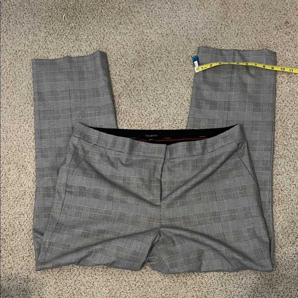 NWT Talbots black and white check with red Plaid Women's Trousers fully lined